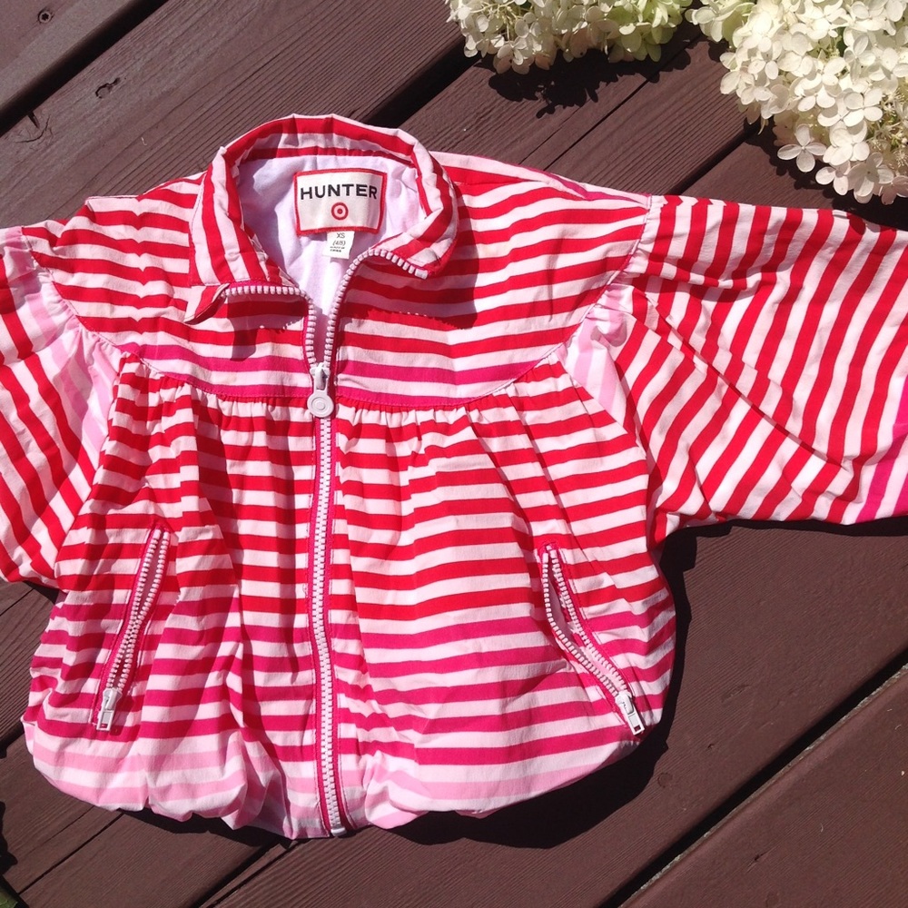 Hunter for Target Girls Pink striped Coat sz XS